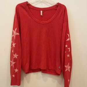 Free People FP Movement Melrose tee, red with white stars, size M